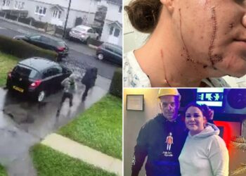 Horrifying moment ex-boyfriend slashes prison officer’s throat after waiting outside her home