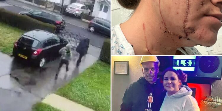 Horrifying moment ex-boyfriend slashes prison officer’s throat after waiting outside her home
