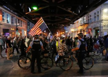Protest against ICE in Chicago.