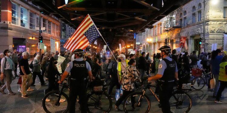 Protest against ICE in Chicago.