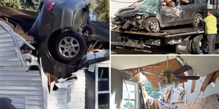 Alleged underage drunk driver smashes into roof, missing homeowner, dogs
