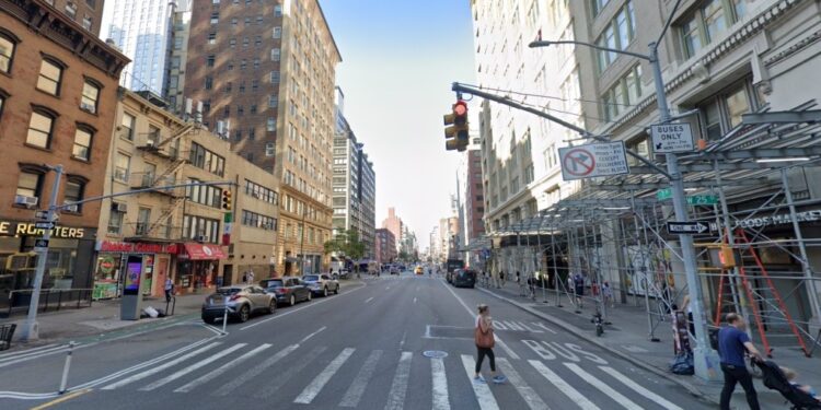 West 25th Street near Seventh Avenue in New York City.