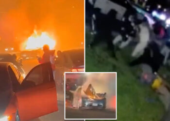 NYC mob pummels couple during violent car meet-up: video