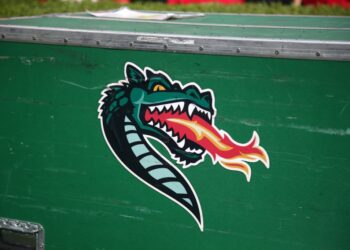The UAB logo is displayed on equipment containers at the game between the UAB Blazers and the Georgia Bulldogs on September 11, 2021 at Sanford Stadium in Athens, Georgia.