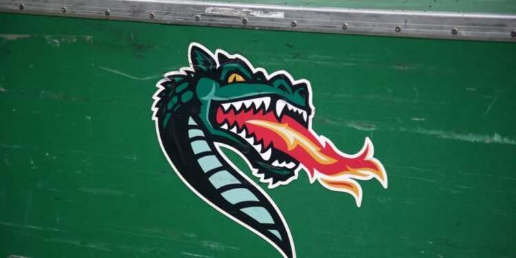 The UAB logo is displayed on equipment containers at the game between the UAB Blazers and the Georgia Bulldogs on September 11, 2021 at Sanford Stadium in Athens, Georgia.